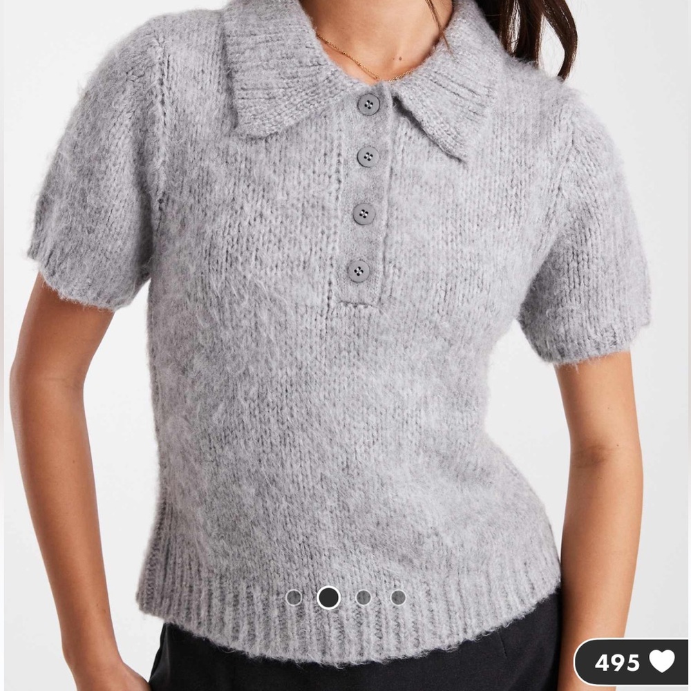 Cozy Gray Short Sleeve Sweater